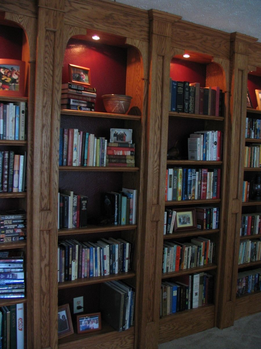 Custom Made Built-In Oak Bookshelves by Lone Star Artisans | CustomMade.com