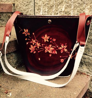 Custom Made Leather Cherry Blossom Shoulder Tote