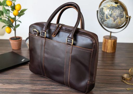 Custom Made Leather Briefcase,Anniversary Gift For Him,Shoulder Bag