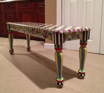 Custom Made Hand Painted Farmers Bench - Seat - Chair - Dining