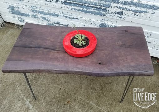 Custom Made Live Edge Desk- Fumed Oak- Sofa Table- Console Table- Foyer Table- Weathered- Gray- Purple