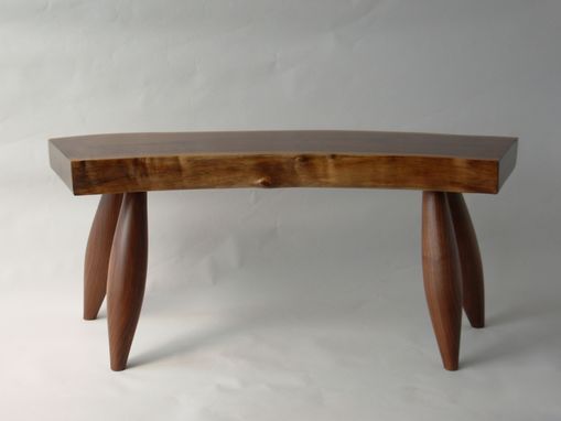 Custom Made Walnut Natural Edge Slab Bench