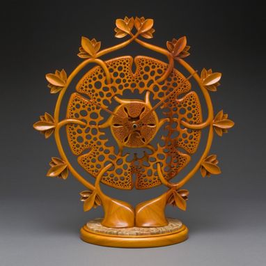 Custom Made Carved Mantle Clock "Celtic Garden"