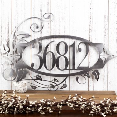 Custom Made Oval House Number Metal Sign With Vines And Fleur De Lis