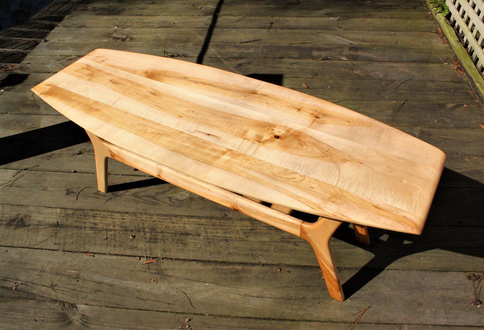 Hand Crafted Spicoli Danish Surfboard Coffee Table In Hard Maple by