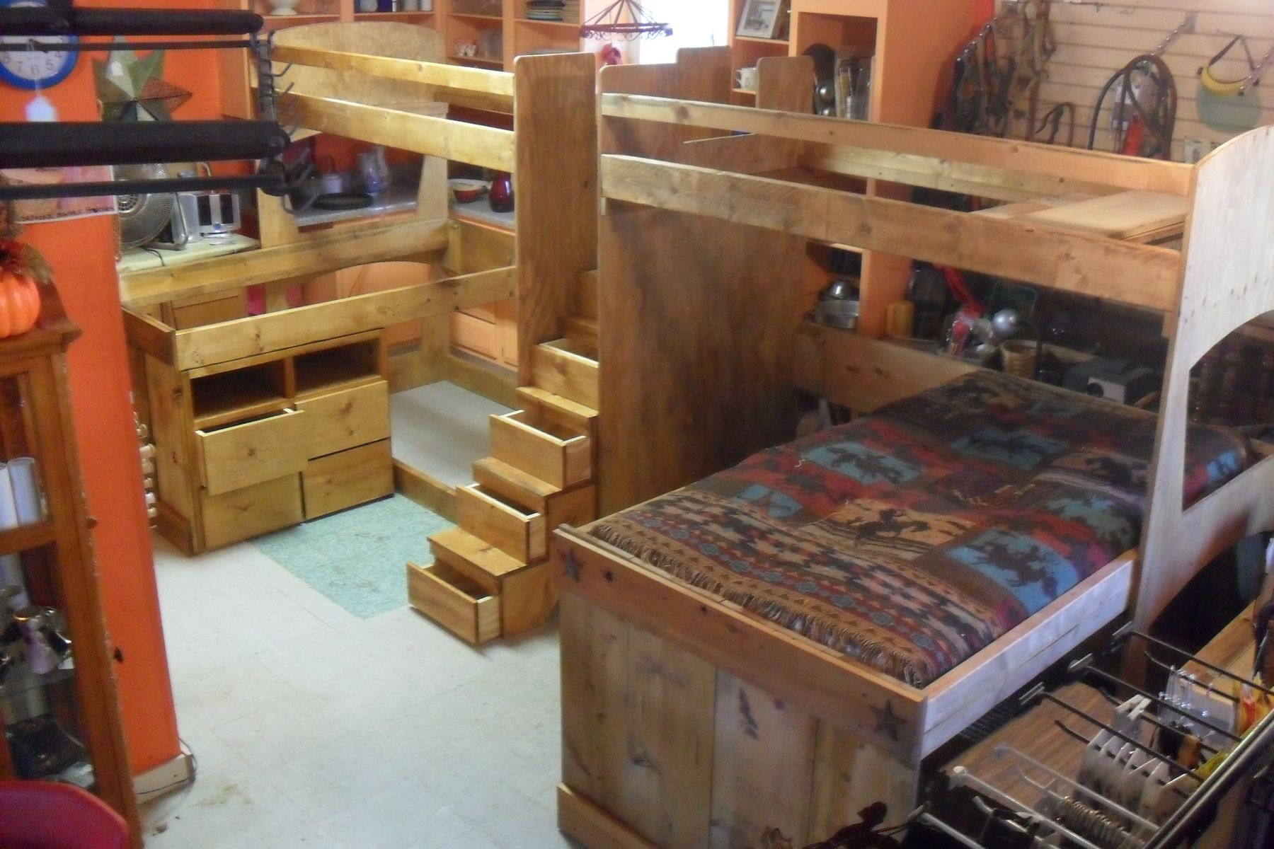 Hand Made Bunk Beds Loft Triple, Twin Over Full Queen Triple Bunk Bed