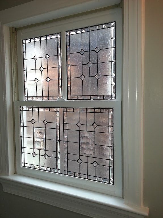 Custom Stained Glass 3-Piece Window - "Elegant Privacy" (W ...