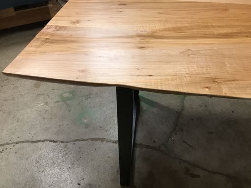 Custom Made Live Edge Dining Table - Steel Trapezoid Legs