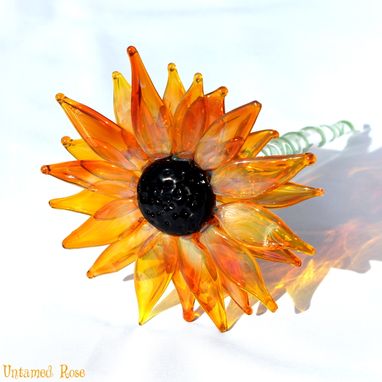 Custom Made Black Eyed Susan, Lampwork Hand Blown Glass Flower