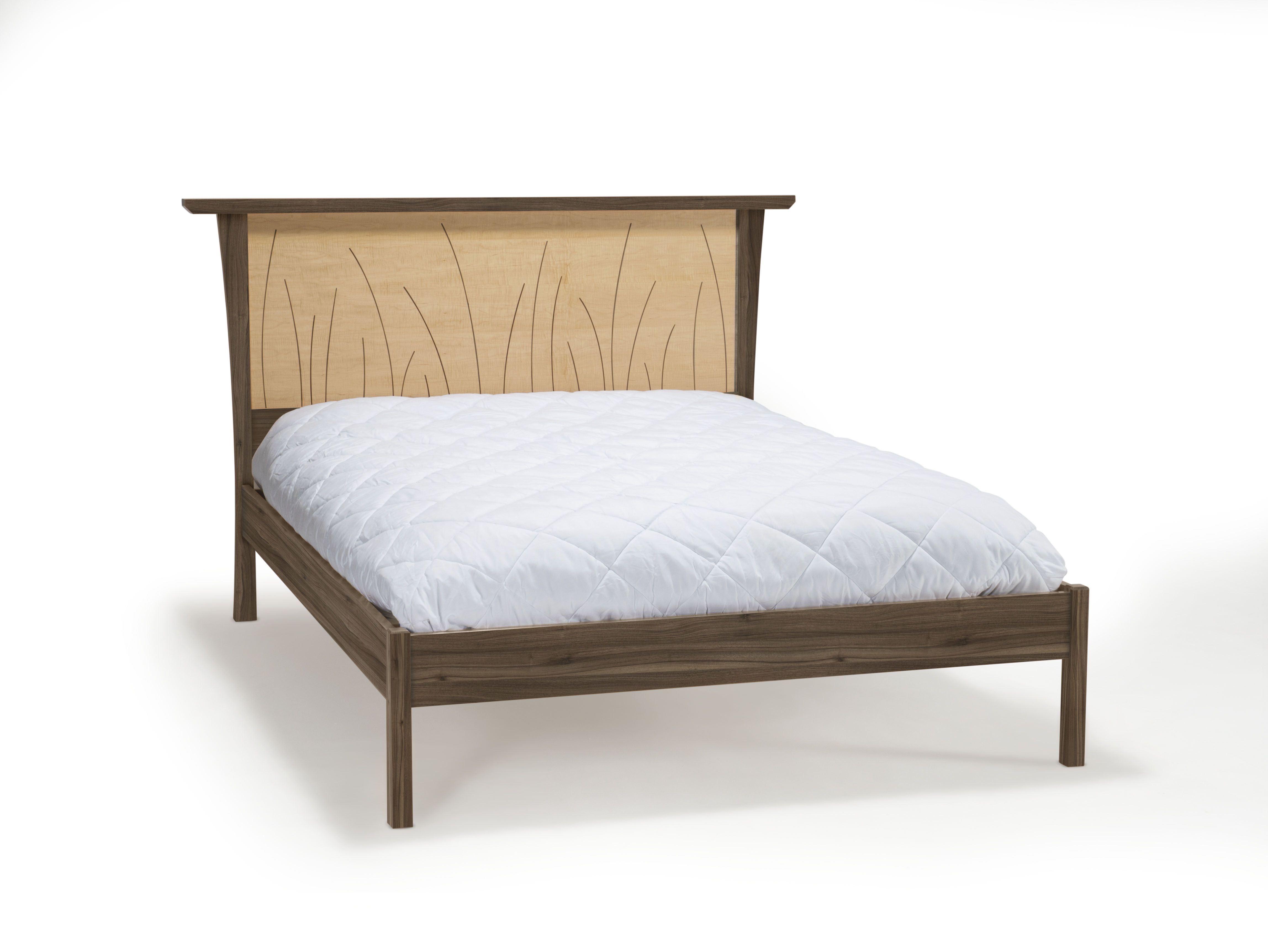 Hand Made Walnut Bed Frame Queen, King Size Bed, Walnut Headboard, Platform Bed, Curly Maple, by