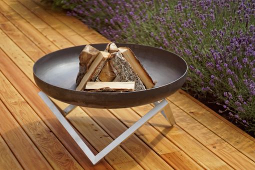 Custom Made Modern Outdoor Patio Rust & Stainless Steel Fire Pit Memel (Large)
