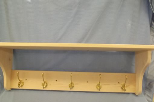 Custom Made Shelf-Coat Rack Combination W/ Brass Hooks