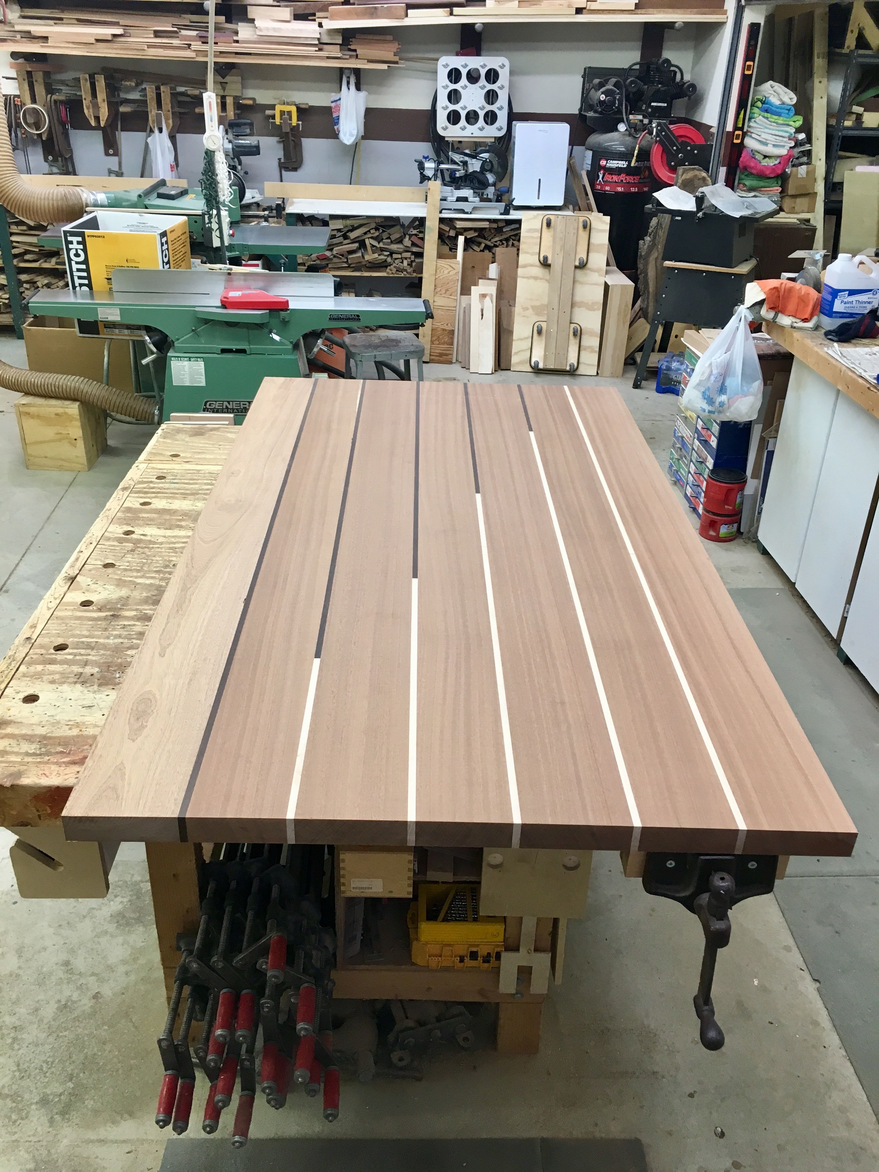 Buy Hand Made Sapele, Maple, & Wenge Striped Dining Table, made to