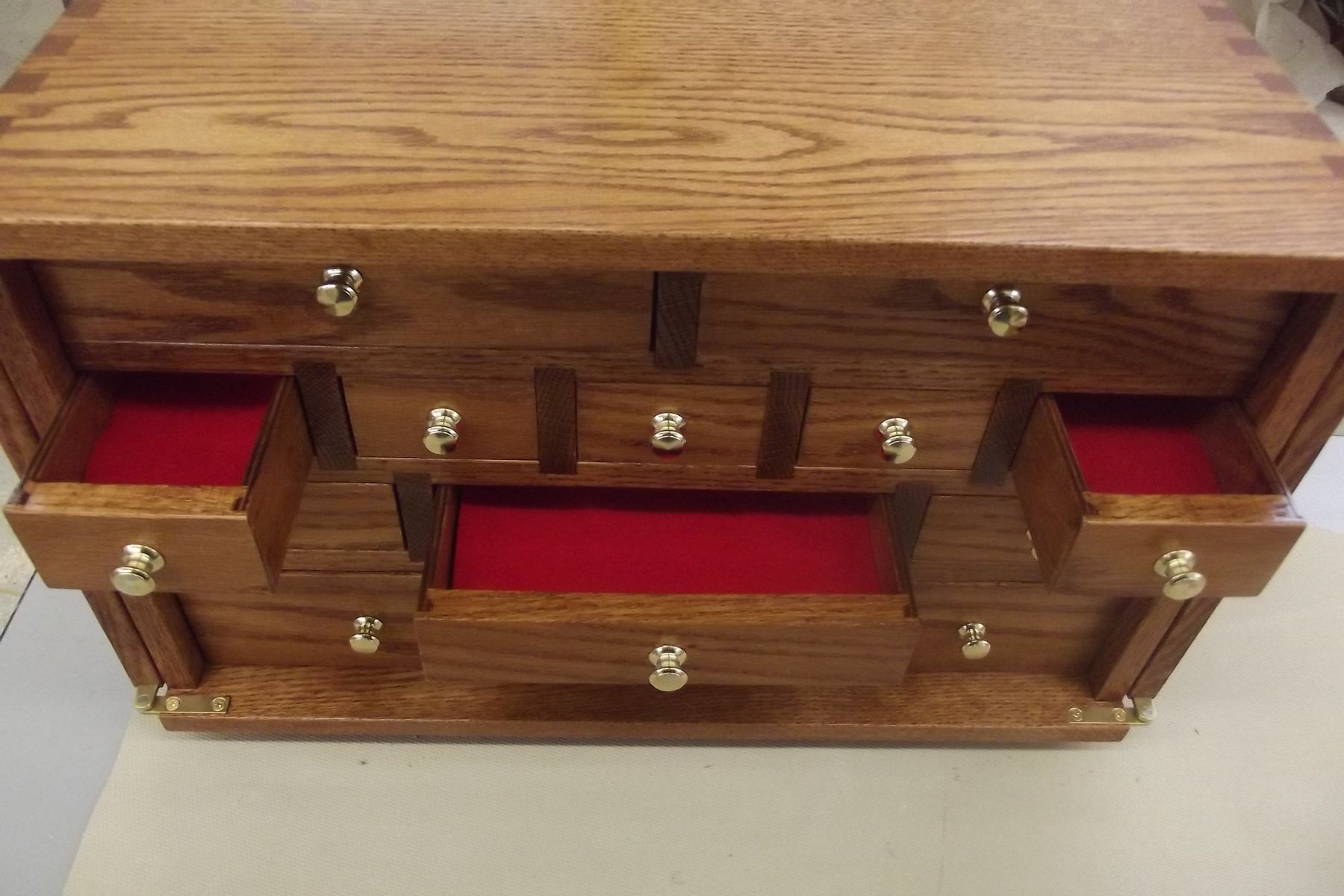 Hand Crafted Locking Multi Drawer Apothecary Style Jewelry Box by