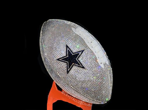 Custom Made Dallas Cowboys Crystallized Football Full Size Nfl Bling Genuine European Crystals Bedazzled