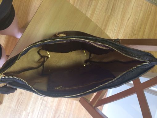 Custom Made Leather Zipper Tote Handbag