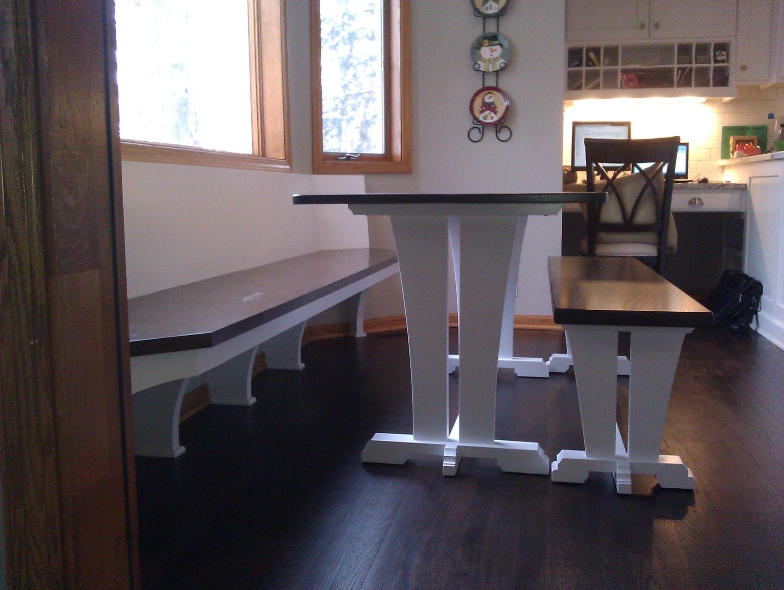 Custom Made Trestle Table And Bench by J. Holtz Furniture