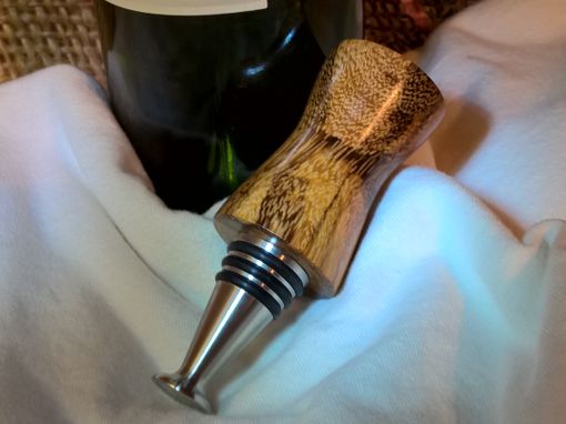 Custom Made Wine Bottle Stopper. Marblewood And Solid Stainless Steel
