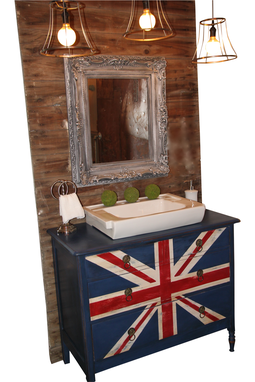 Custom Made Reclaimed Vintage Brit Bathroom Vanity Using Annie Sloan Chalk Paint