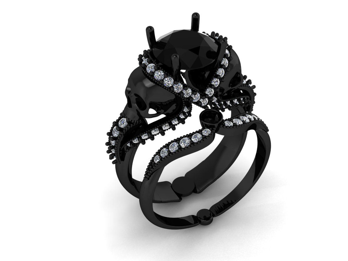 Handmade Black Platinum Skull Ring In 10 K Copyright Design 2015 by ...