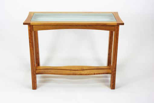 Custom Made Carved Glass Top Hall Table