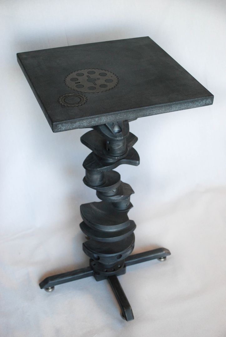 Hand Made Concrete And Crankshaft End Table by Ore 96