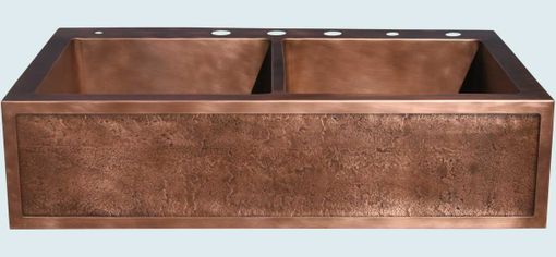 Custom Made Copper Sink With Hammered Apron Panel