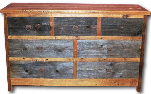 Custom Made Reclaimed Barn Wood Dresser Two Tone 7 Drawer