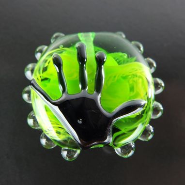 Custom Made Grass Green Made-By-Hand Bead Handmade Lampwork Glass By Gemfox Sra Usa
