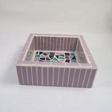 Custom Made Small Purple And Turquoise Mosaic Office Desk Organizer