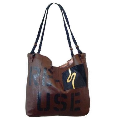 Custom Made Upcycled Leather Tote Bags Series