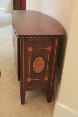 Custom Made Entry Way Console Table- Walnut With Inlaid Maple And Oak
