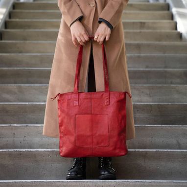 Custom Made Leather Tote Bag For Women Genuine Soft Chicago Buff Elegant Shopper Shoulder Bags