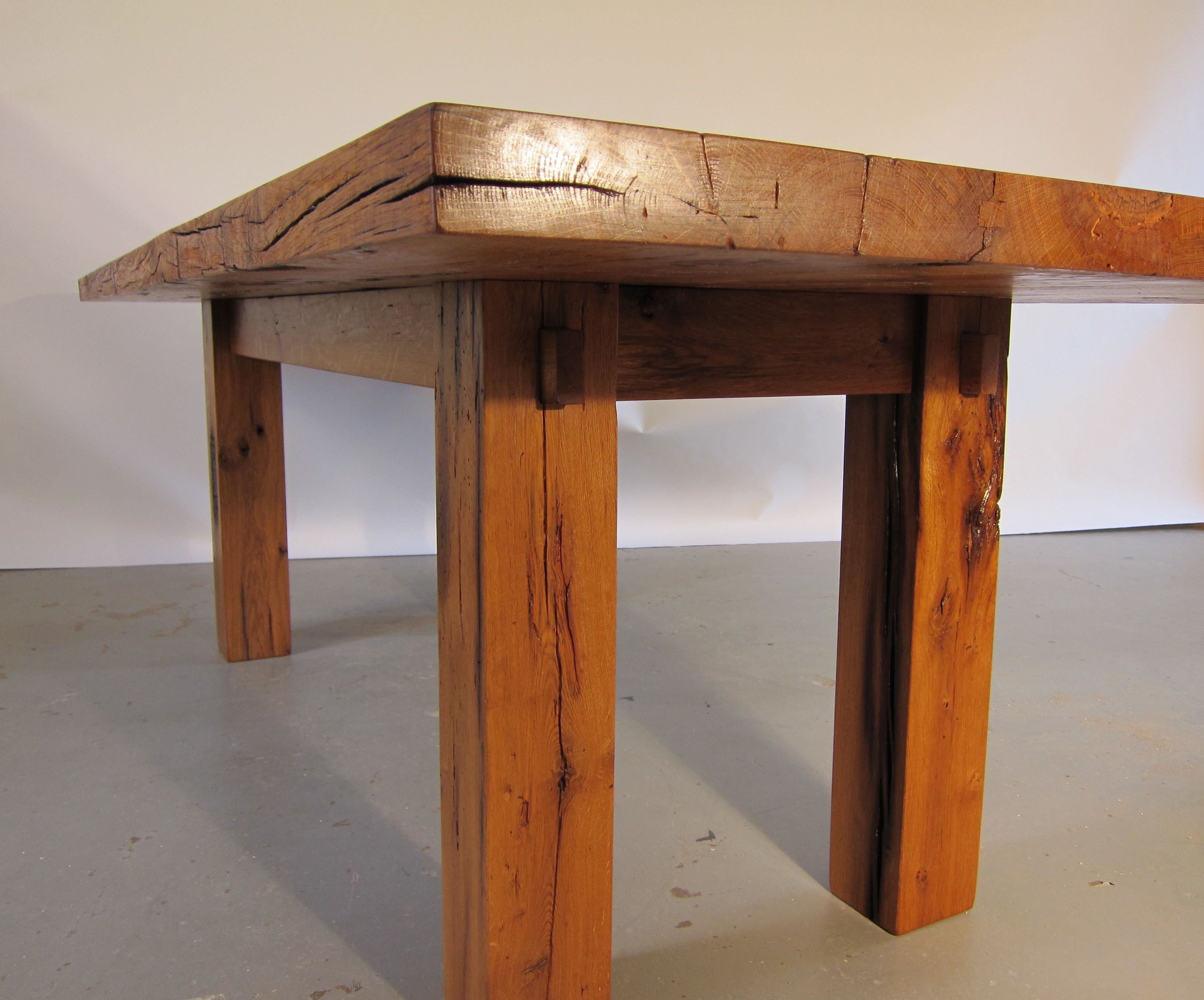 Handmade Reclaimed Oak Barnwood Dining Table by Metz Woodworks