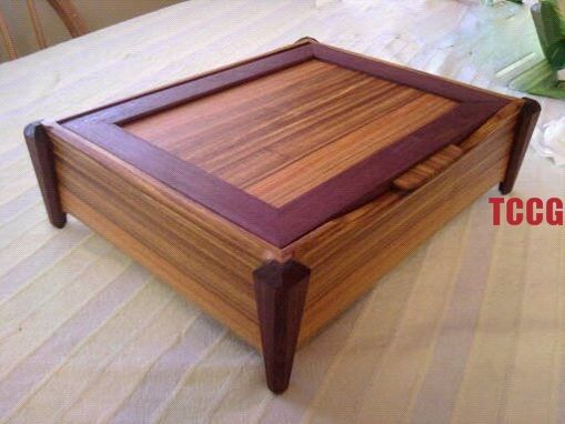 Custom Made Exotic Wood Jewelry Box, Canary & Purpleheart