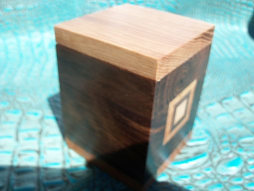 Custom Made Walnut And White Oak Box With Geometric Inlay