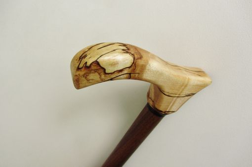 Custom Made Walking Cane/Walking Stick, Spalted Maple Top, Ebony Accent And Black Walnut Bottom Shaft