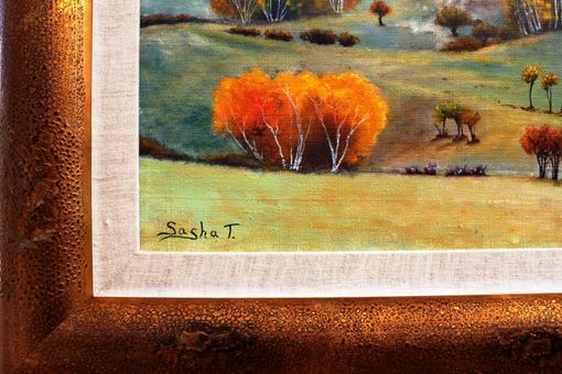 Custom Made Autumn Landscape Oil Painting, Autumn Colors, Autumn Trees In Field