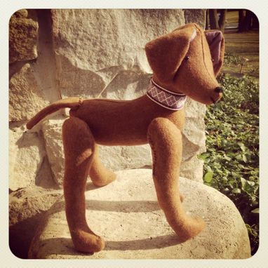 Custom Made Jointed Dog Golden Retriever /Red Hand Stitched Details/Recycled Materials