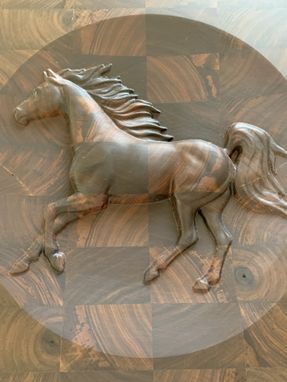 Custom Made Horse Carving On End Grain Black Walnut