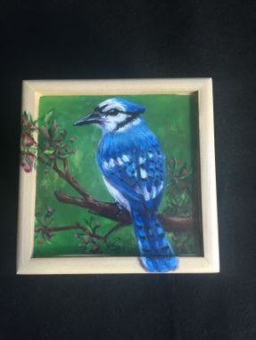 Custom Made Blue Jay Hand Painted Small Box