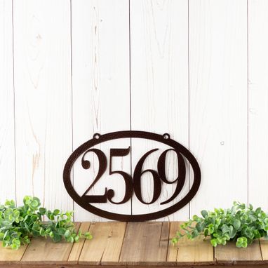 Custom Made Hanging Oval House Number Metal Sign