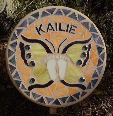 Custom Made Butterfly Mosaic Memorial Stepping Stone
