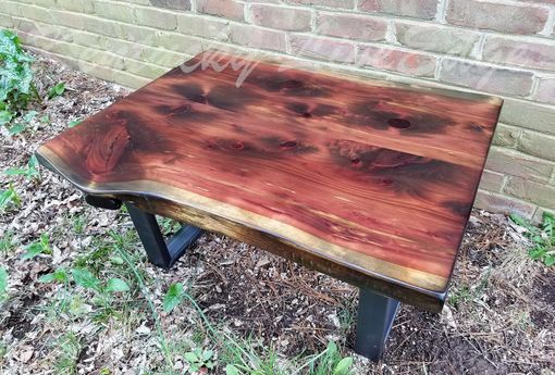 Custom Made Rustic Coffee Table- Industrial Coffee Table- Live Edge Coffee Table- Distressed Wood
