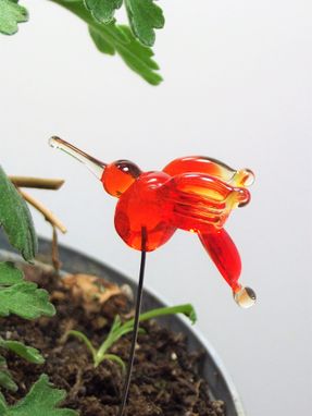 Custom Made Lampwork Glass Hummingbird Plant Accessory