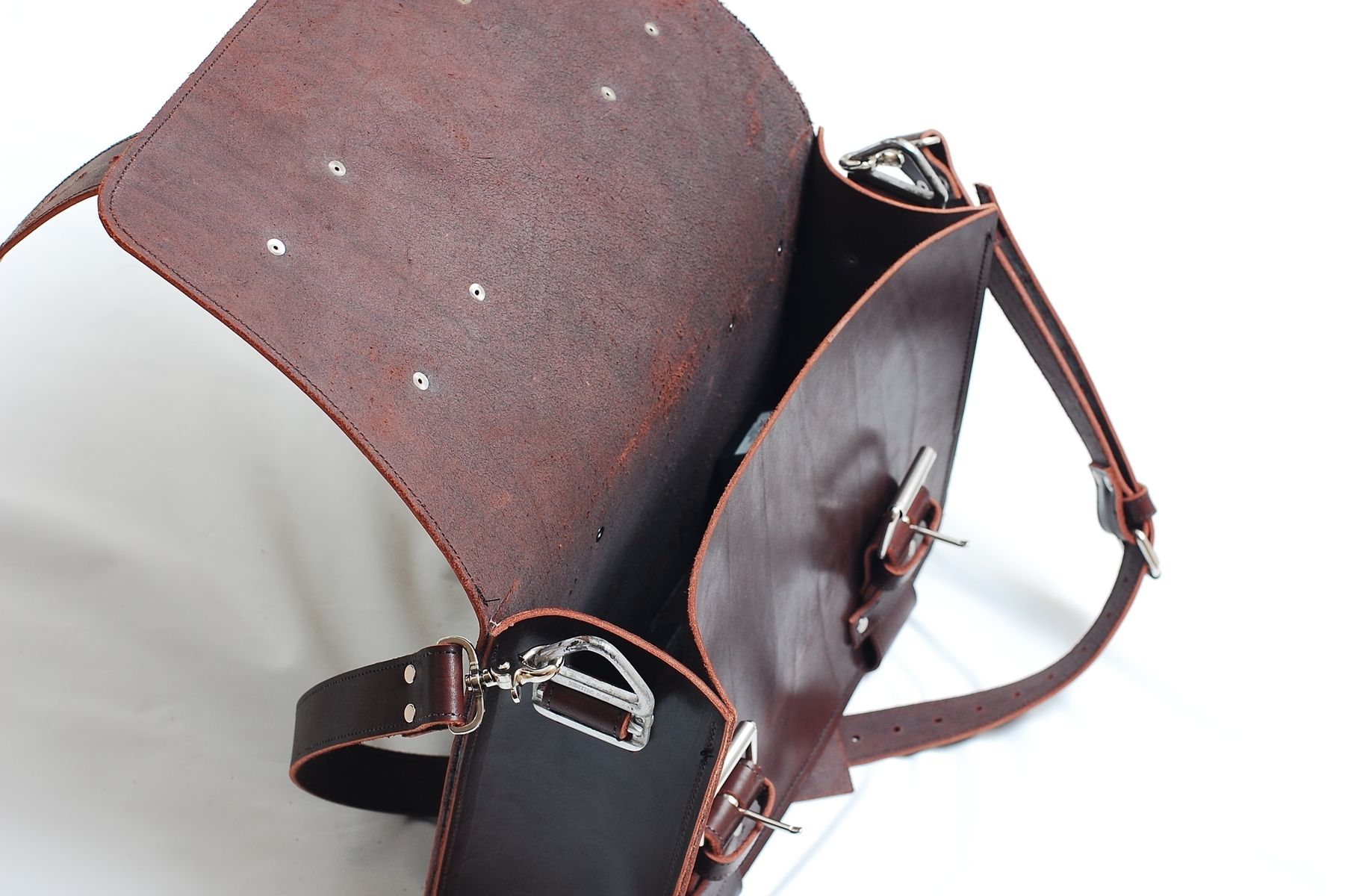 Custom Made Leather Portmanteau Bag, Computer Bag In Heavy Full Grain