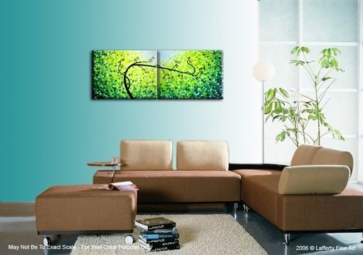 Custom Made Original Tree Painting, Large Abstract Trees, Contemporary Fine Art, Green Yellow Landscape