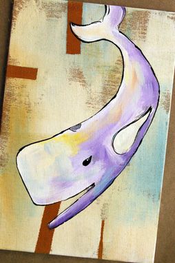 Custom Made Happy Whale - Violet And White Whale With Yellow Accents