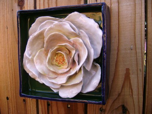 Custom Made Mothers Day Gift, White Rose Flower Box, Ceramic Wall Hanging