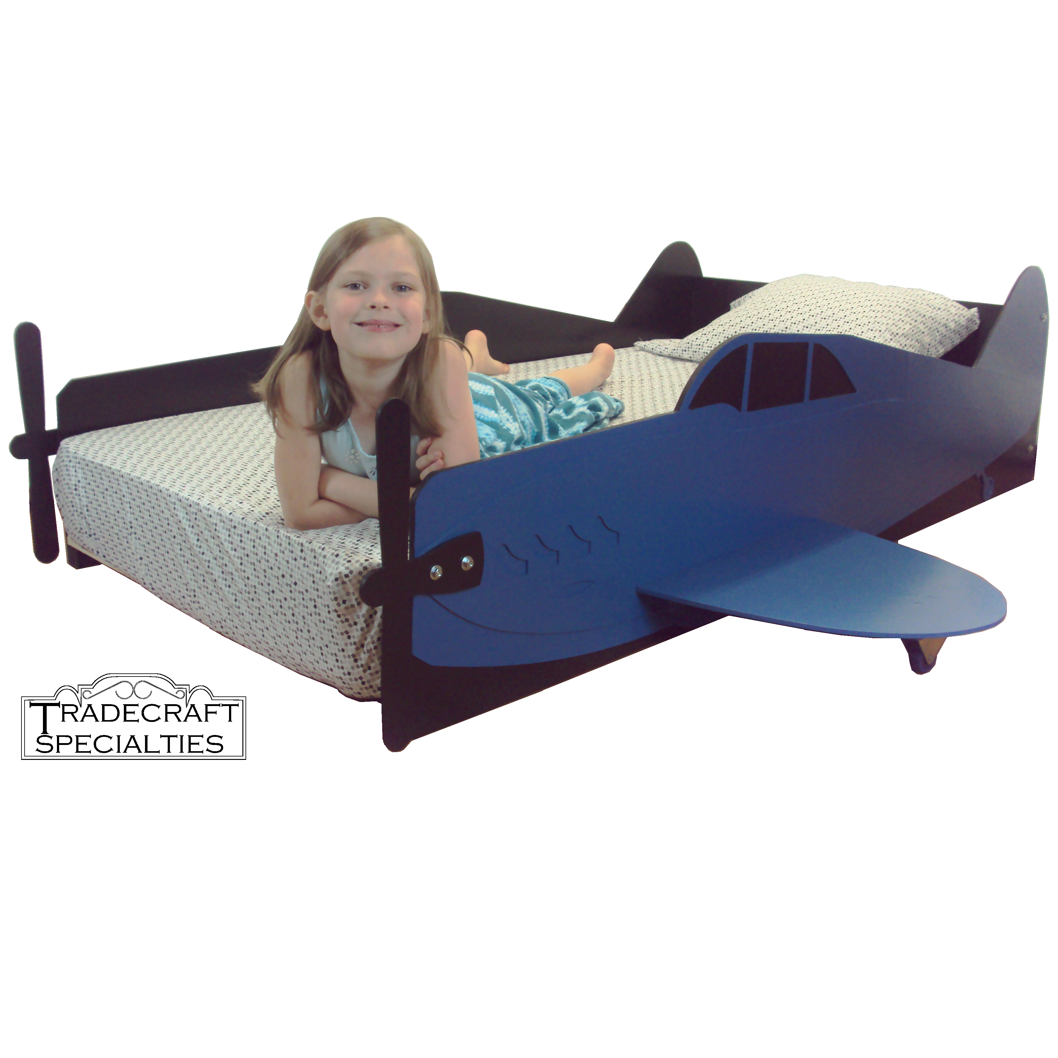 Hand Made Aircraft Twin Kids Bed Frame, Non Toxic Twin Bed Frame